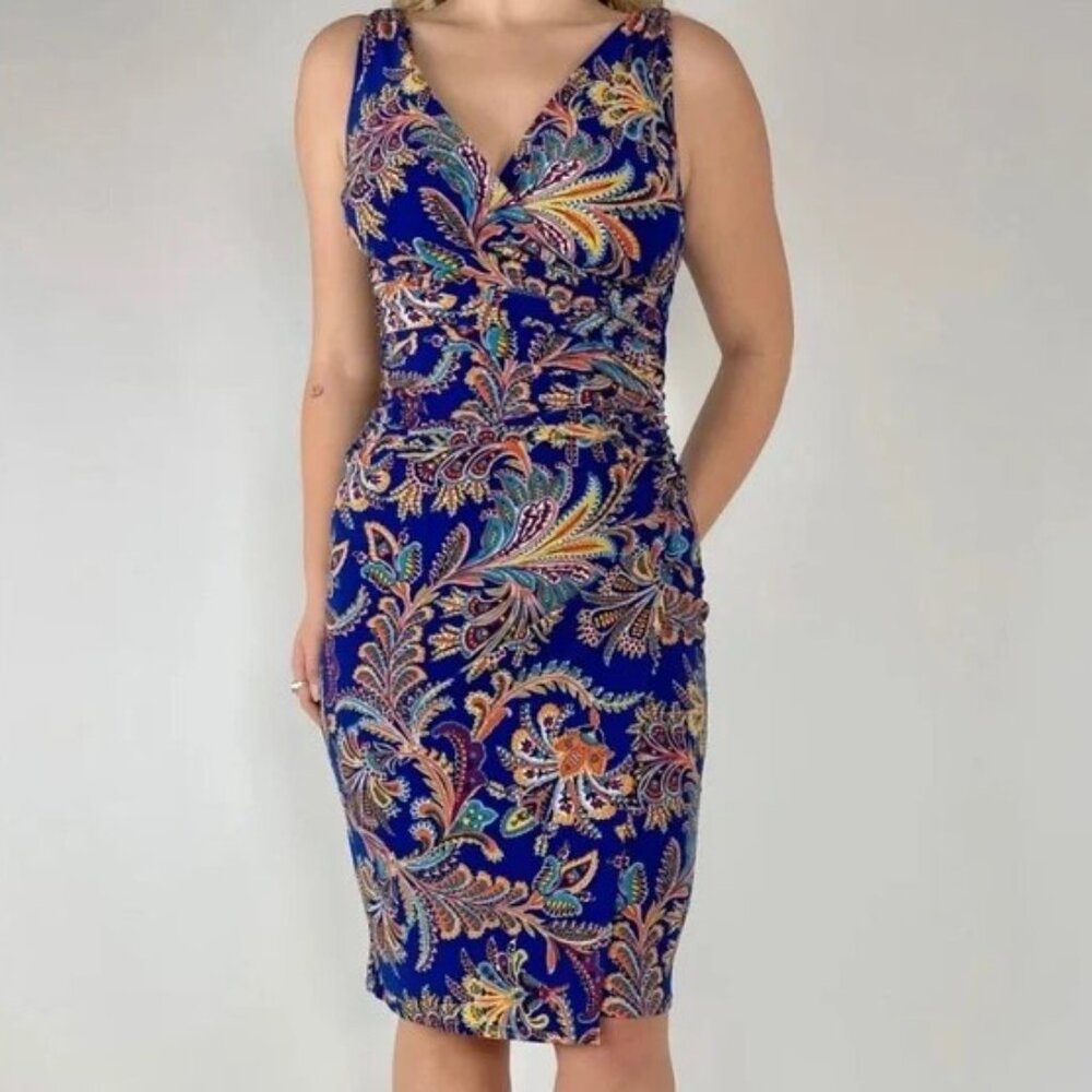Lauren Ralph Lauren Blue Paisley Sheath Dress